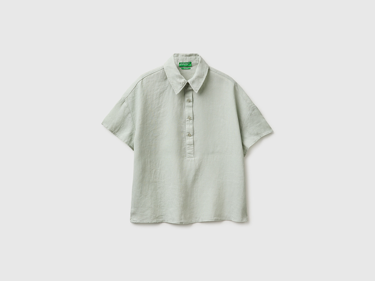 Benetton Kadın Haki %100 Pamuk Slim Fit Bisiklet Yaka Atlet