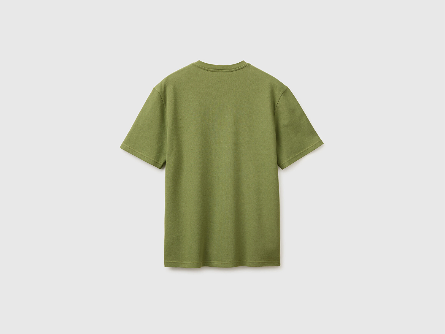 Benetton Erkek Yeşil %100 Pamuk Logo Detaylı Regular Fit Bisiklet Yaka T-Shirt
