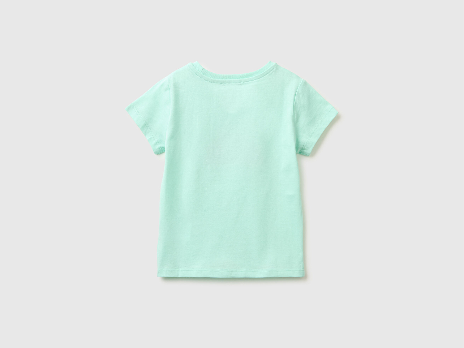 Benetton Kız Bebek Su Yeşili Grafik Baskı Detaylı Bisiklet Yaka T-Shirt
