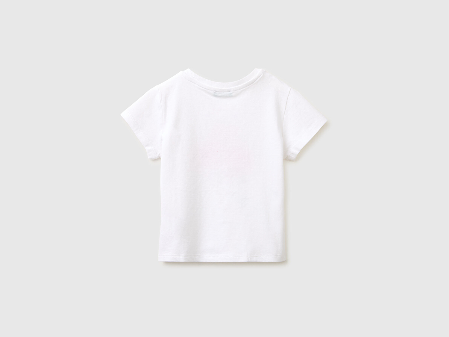 Benetton Kız Bebek Beyaz Grafik Baskı Detaylı Bisiklet Yaka T-Shirt
