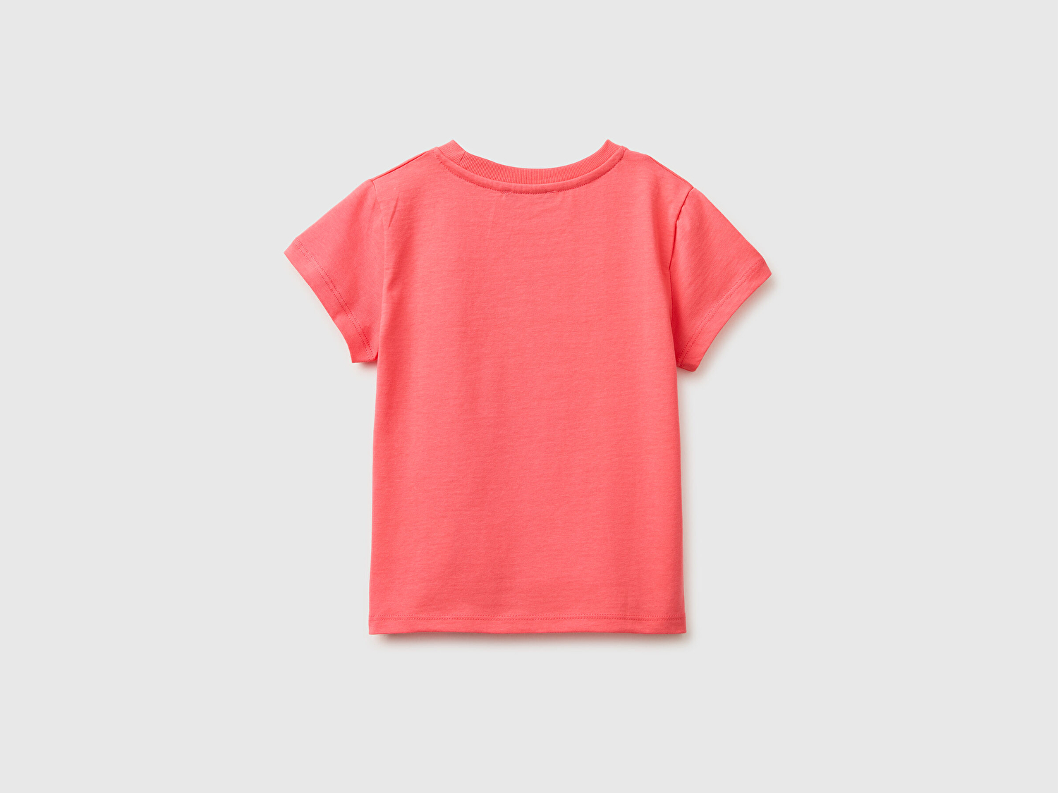 Benetton Kız Bebek Mercan Grafik Baskı Detaylı Bisiklet Yaka T-Shirt
