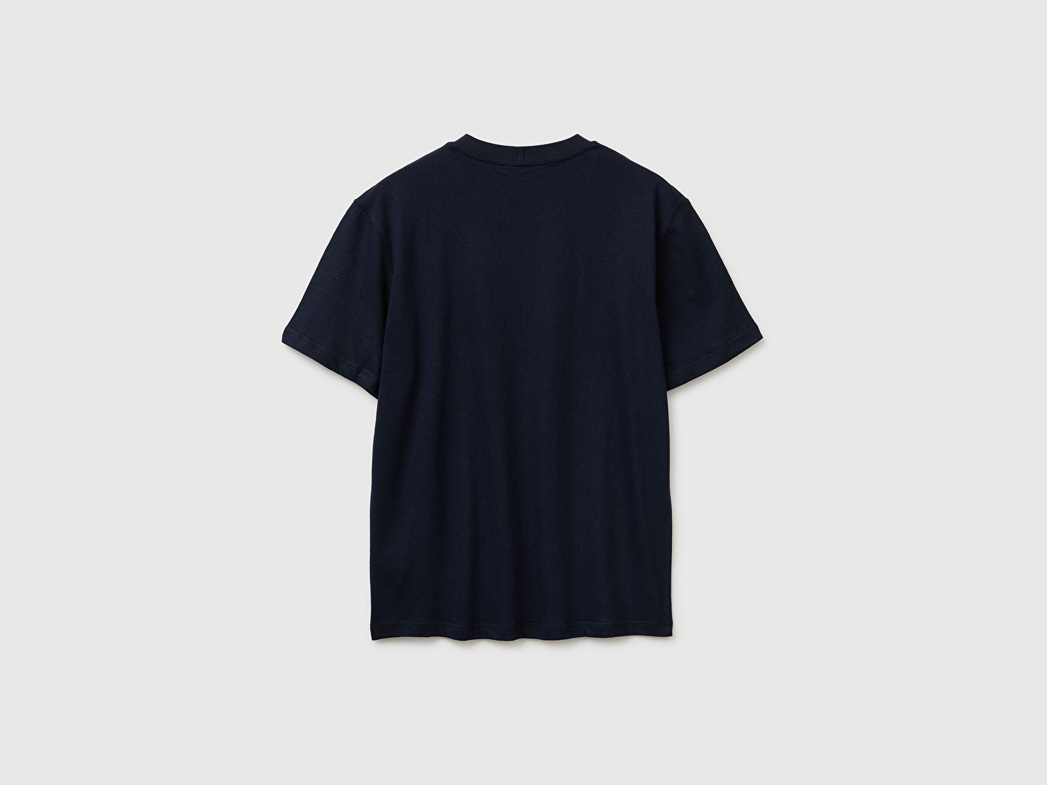 Benetton Erkek Lacivert  Pamuk Keten Karışımlı Regular Fit Yuvarlak Yaka T-Shirt