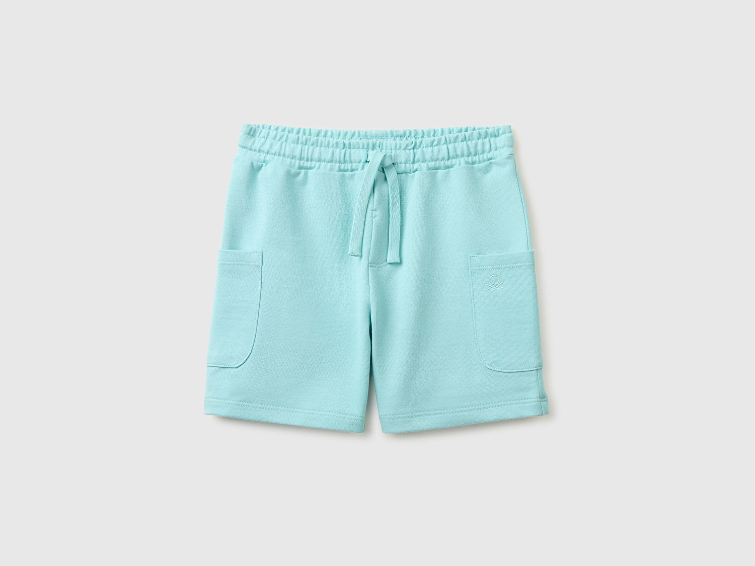 Benetton Erkek Bebek Su yeşili İşleme Logo Detaylı Yanları Cepli Bermuda Şort