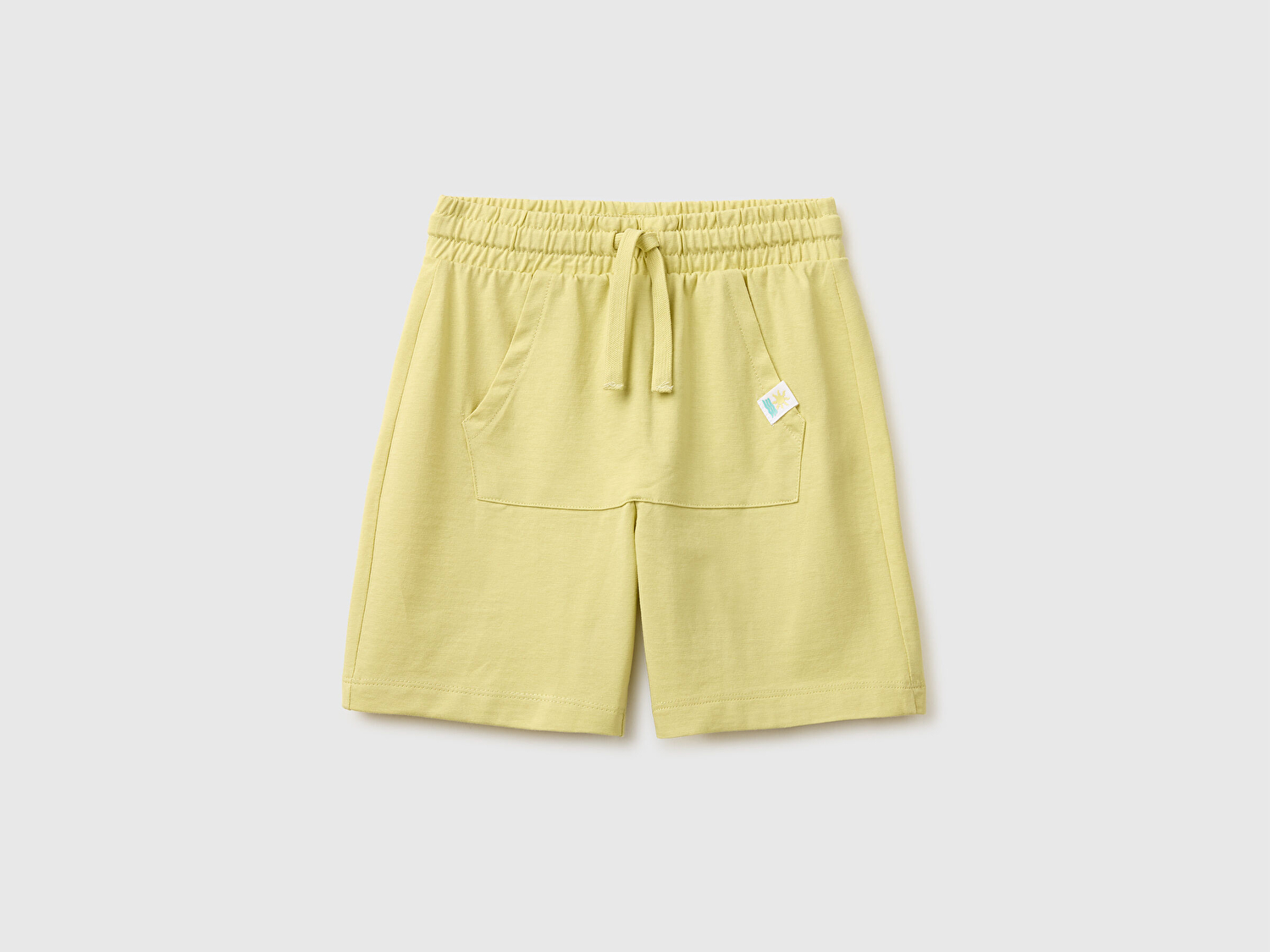 Benetton Erkek Bebek Sarı Kanguru Cep Detaylı Beli Lastikli Bermuda Şort
