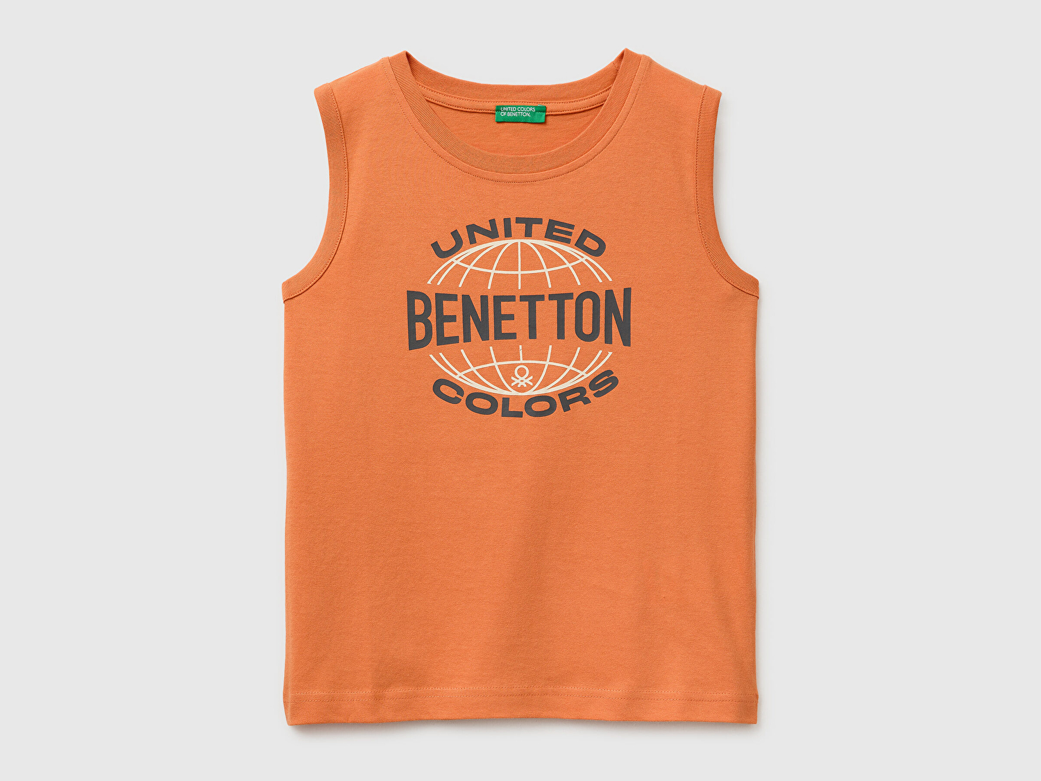 Benetton Erkek Çocuk Turuncu Logo Baskı Detaylı Yuvarlak Yaka Atlet