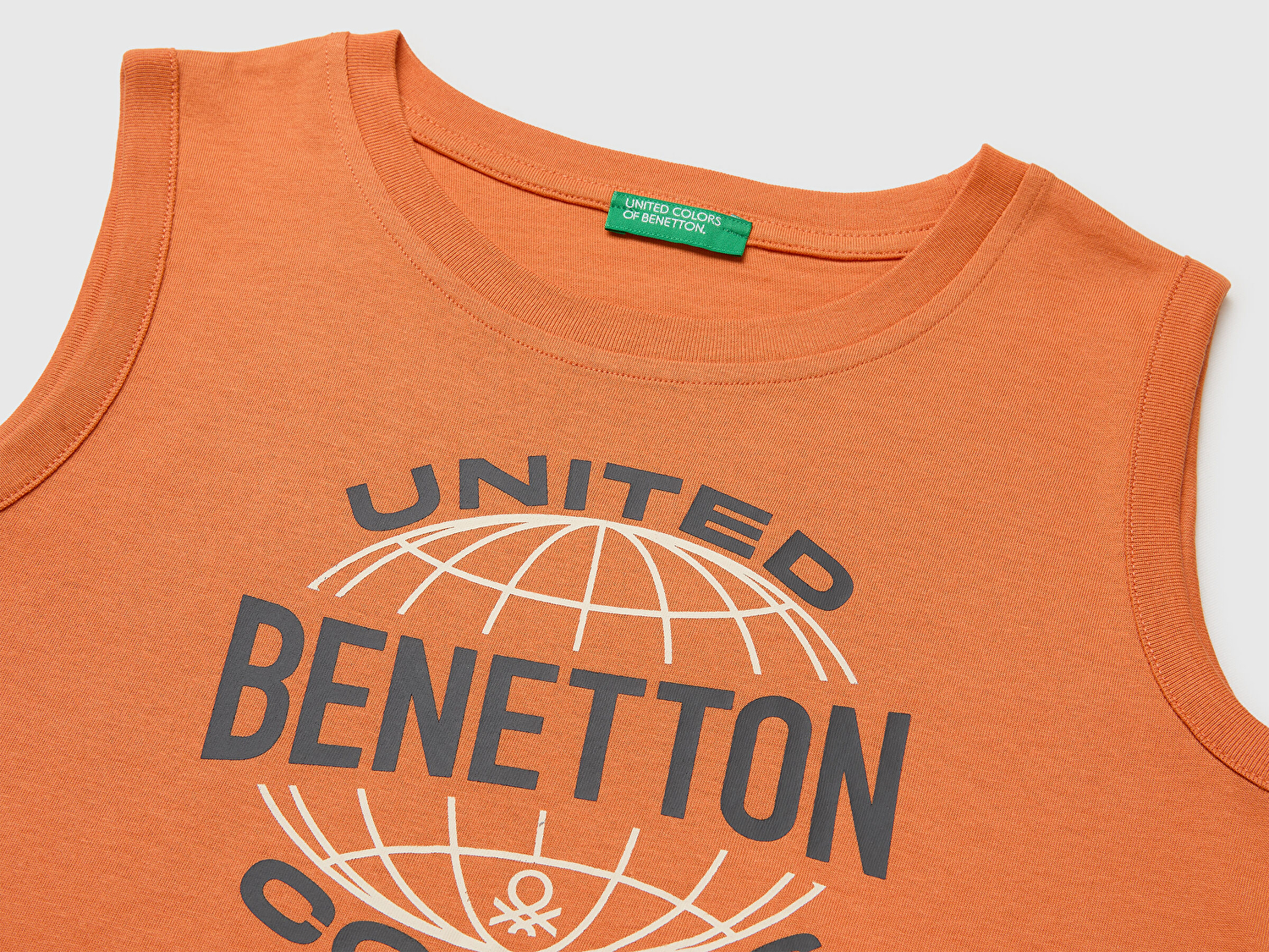 Benetton Erkek Çocuk Turuncu Logo Baskı Detaylı Yuvarlak Yaka Atlet