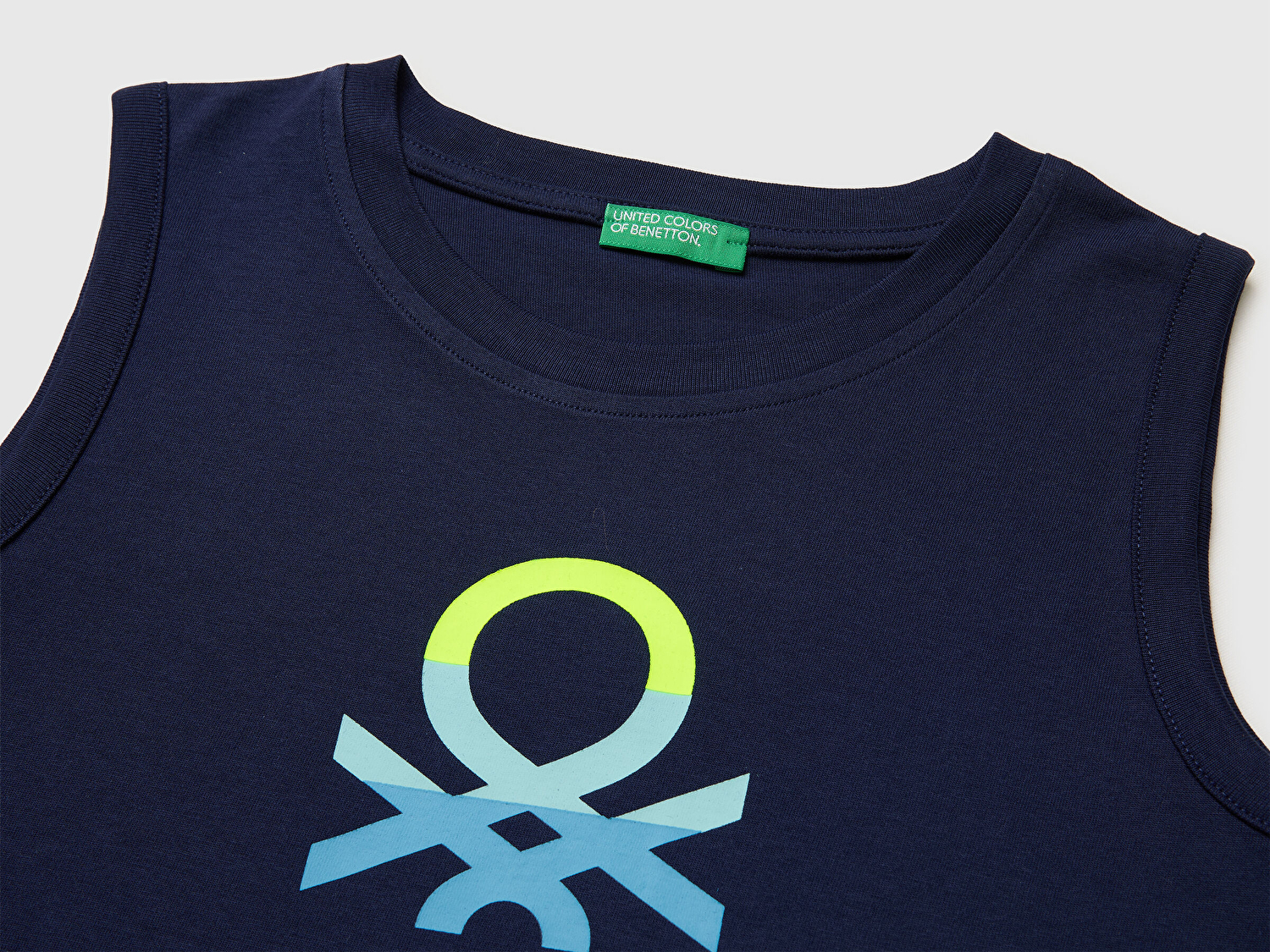 Benetton Erkek Çocuk Lacivert Logo Baskı Detaylı Yuvarlak Yaka Atlet