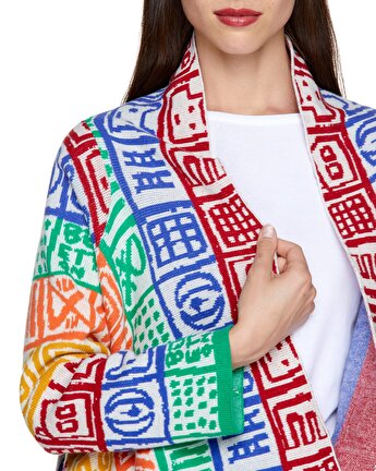 Benetton jcc tasarımı triko hırka - Renkli Desenli. 6