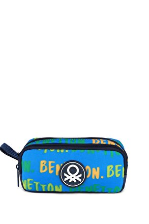 Erkek Çocuk Mavi Benetton Yazılı Çift Gözlü Kalem Kutusu