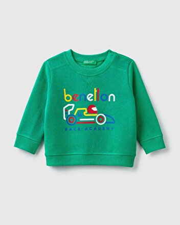 Benetton Yazili Sweatshirt Yesil Benetton