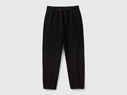 Erkek Çocuk Siyah Sağ Arka Cebi Logolu Beli Lastikli Büzgü İpli Eşofman Altı