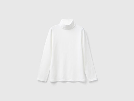 Kız Çocuk Ekru Balıkçı Yaka Basic T-Shirt