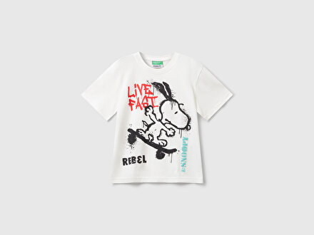 Erkek Bebek Ekru Önü Renkli Peanuts Baskılı Jarse T-shirt