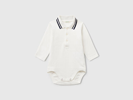 Bebek Ekru Polo Yaka Çıtçıtlı Body