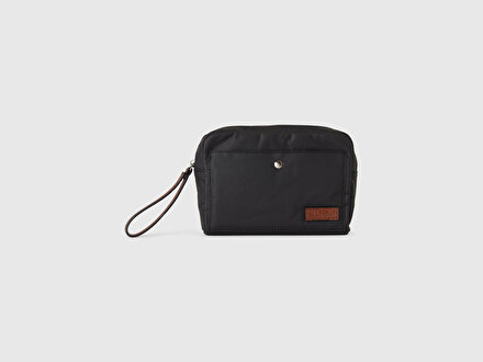 Erkek Siyah Pamuk Karışımlı Logo Detaylı Cüzdan