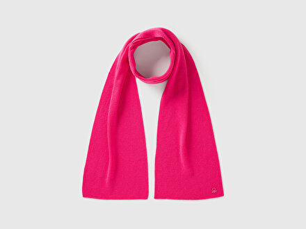 Erkek Çocuk Pembe Yün ve Viskoz Karışımlı Logo Nakışlı Atkı