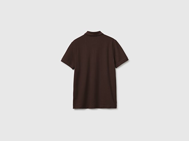 Benetton Erkek Koyu Kahverengi Regular Fit Kısa Kollu Polo T-Shirt