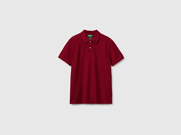 Benetton Erkek Bordo Regular Fit Kısa Kollu Polo T-Shirt