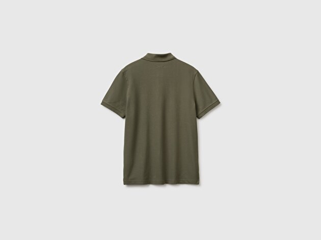 Benetton Erkek Koyu Haki Regular Fit Kısa Kollu Polo T-Shirt