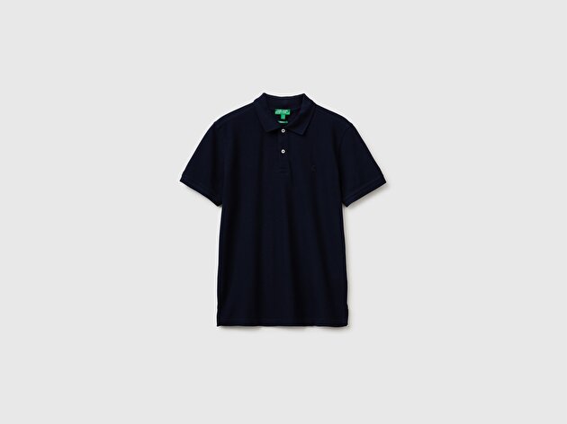 Benetton Erkek Mavi Regular Fit Kısa Kollu Polo T-Shirt