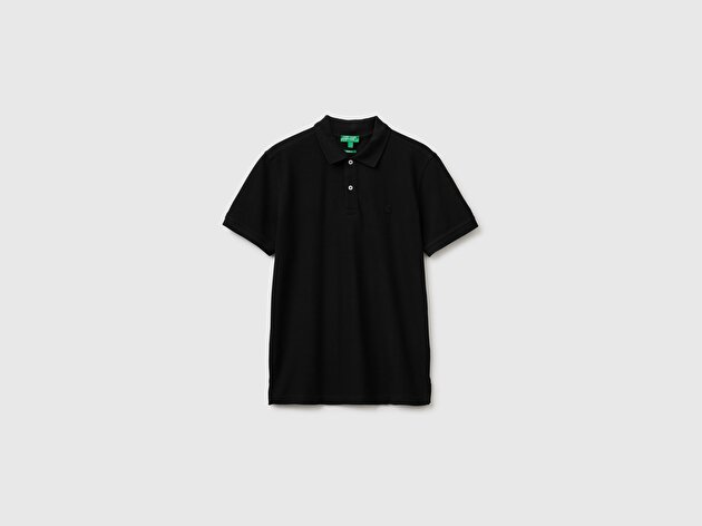 Benetton Erkek Siyah Regular Fit Kısa Kollu Polo T-Shirt