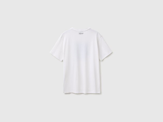 Benetton Erkek Beyaz %100 Pamuk Önü Logo Baskılı Regular Fit Kısa Kollu T-Shirt