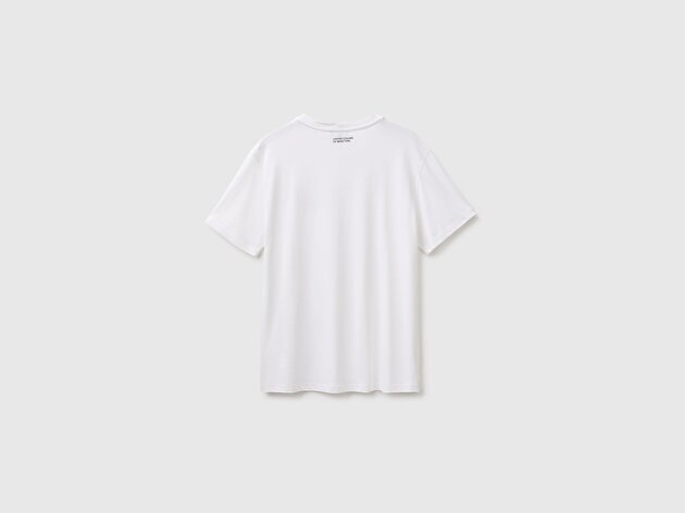 Benetton Erkek Beyaz Benetton Yazılı %100 Pamuk Önü Logo Baskılı Regular Fit Kısa Kollu T-Shirt