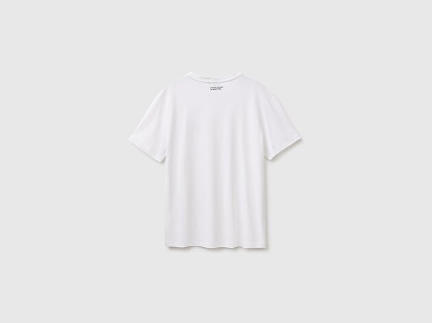 Benetton Erkek Beyaz Mix %100 Pamuk Önü Logo Baskılı Regular Fit Kısa Kollu T-Shirt