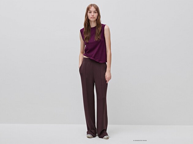 Benetton Kadın Kahverengi Modal Karışımlı Comfort Fit Beli Lastikli Eşofman Altı