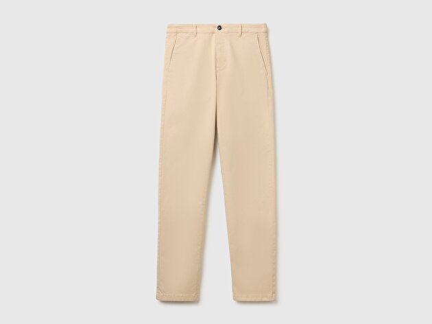 Benetton Erkek Bej Slim Fit Chino Pantolon
