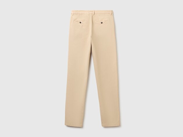 Benetton Erkek Bej Slim Fit Chino Pantolon