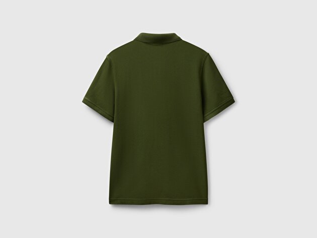 Benetton Erkek Koyu Yeşil Regular Fit Kısa Kollu Polo T-Shirt