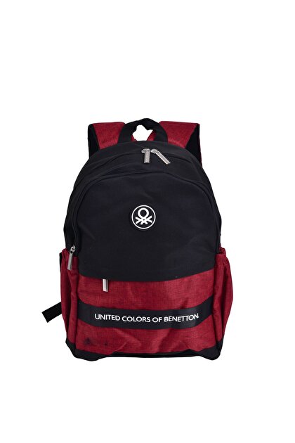 Benetton Erkek Çocuk Siyah Benetton Yazılı ve Logolu Sırt Çantası