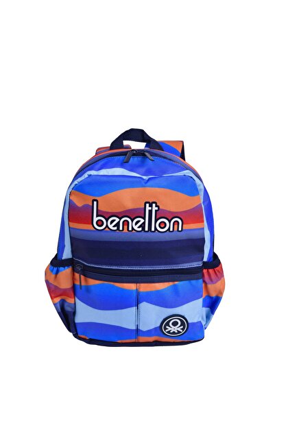 Benetton Erkek Bebek Mavi Kamuflaj Desenli Benetton Yazılı Anaokul Çantası