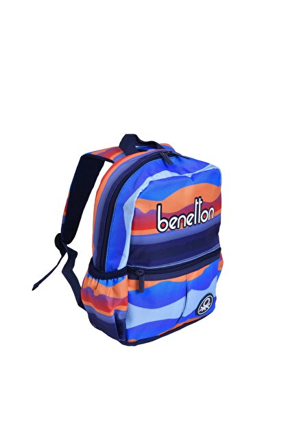 Benetton Erkek Bebek Mavi Kamuflaj Desenli Benetton Yazılı Anaokul Çantası