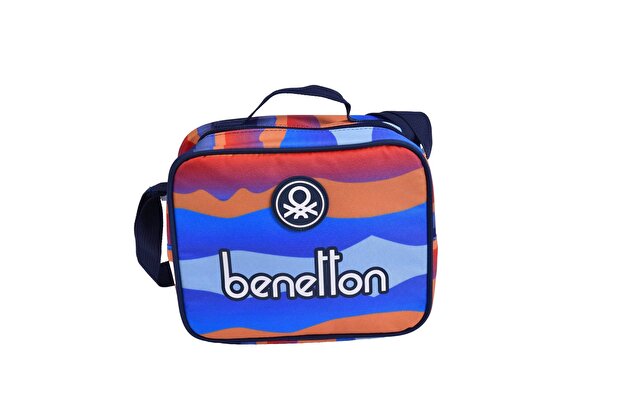 Benetton Erkek Çocuk Mavi Kamuflaj Desenli Benetton Yazılı Beslenme Çantası