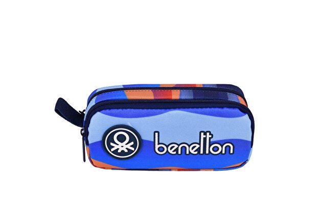 Benetton Erkek Çocuk Mavi Kamuflaj Desenli Benetton Yazılı Çift Bölme Kalem Kutusu