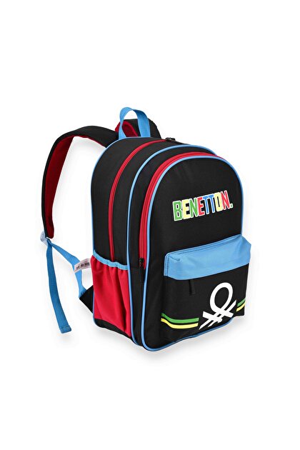 Benetton Erkek Bebek Siyah Benetton Yazılı Renk Bloklu Anaokul Çantası