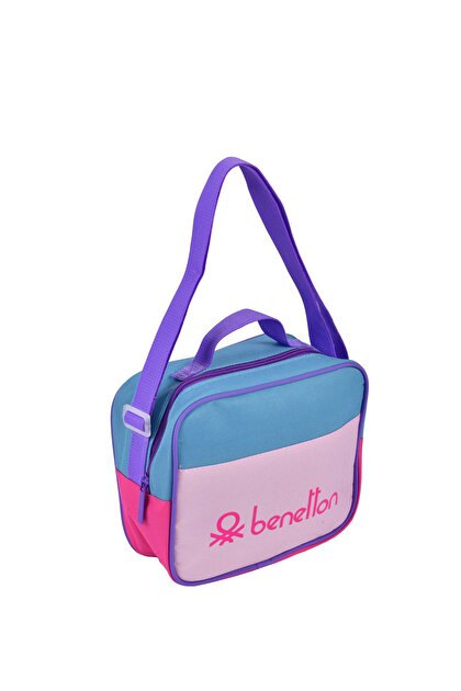 Benetton Kız Çocuk Pembe Benetton Yazılı Renk Bloklu Beslenme Çantası