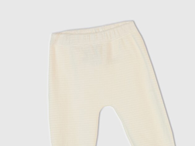 Benetton Bebek Ekru Nervür Desenli Arkası İşlemeli Beli Lastikli Eşofman Altı