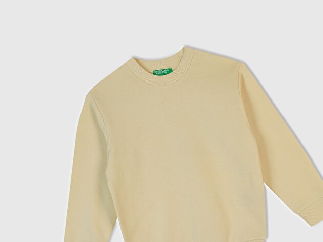 Benetton Erkek Bebek Krem Çok Renkli Baskılı Relaxed Fit Sweatshirt