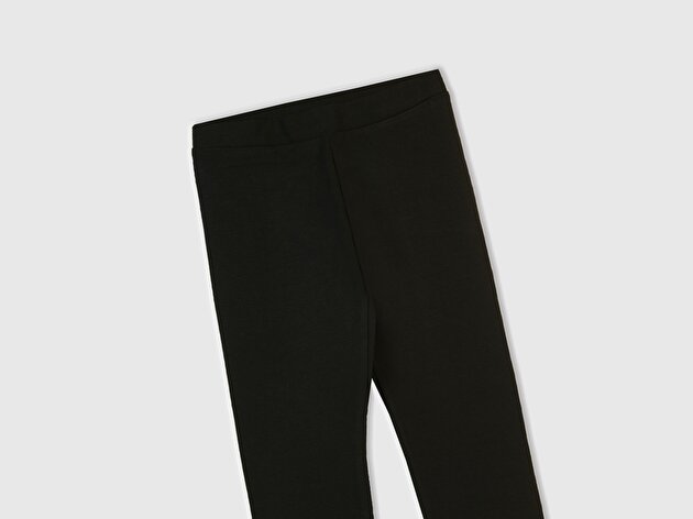 Benetton Kız Çocuk Siyah Logo İşlemeli Regulat Fit Tayt