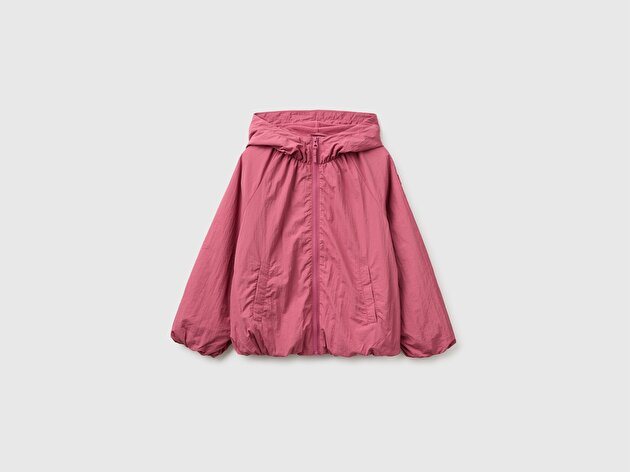 Benetton Kız Çocuk Fuşya Dolgulu Şardonlu Peluş Şişme Mont