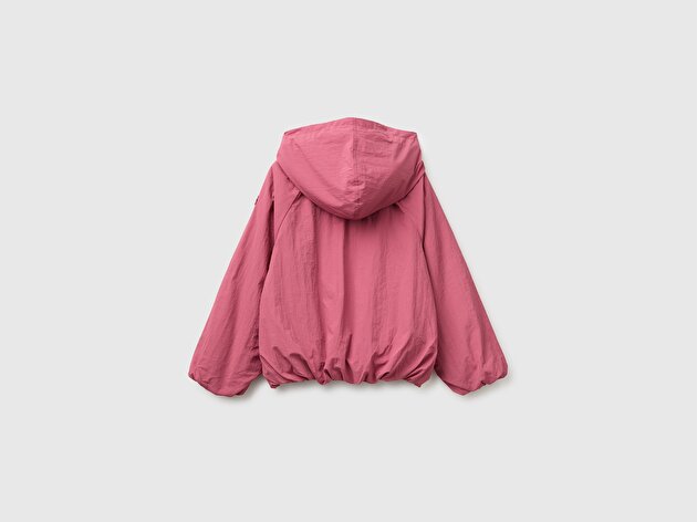 Benetton Kız Çocuk Fuşya Dolgulu Şardonlu Peluş Şişme Mont