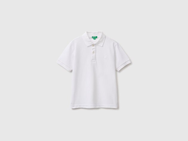 Benetton Erkek Çocuk Beyaz Kısa Kollu Polo Yaka Tişört