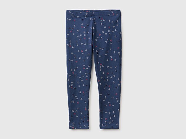 Benetton Kız Bebek Koyu Lacivert Tam Desenli Slim Fit Tayt