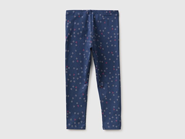 Benetton Kız Bebek Koyu Lacivert Tam Desenli Slim Fit Tayt
