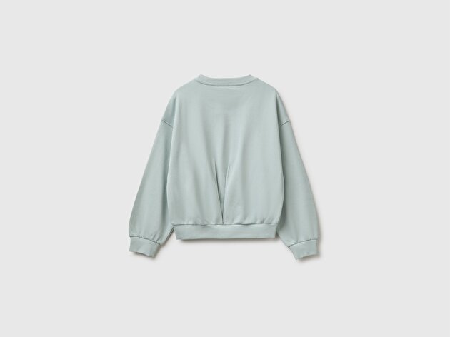 Benetton Kız Çocuk Su Yeşili Ribanalı Uzun Kollu Bisiklet Yaka Sweatshirt