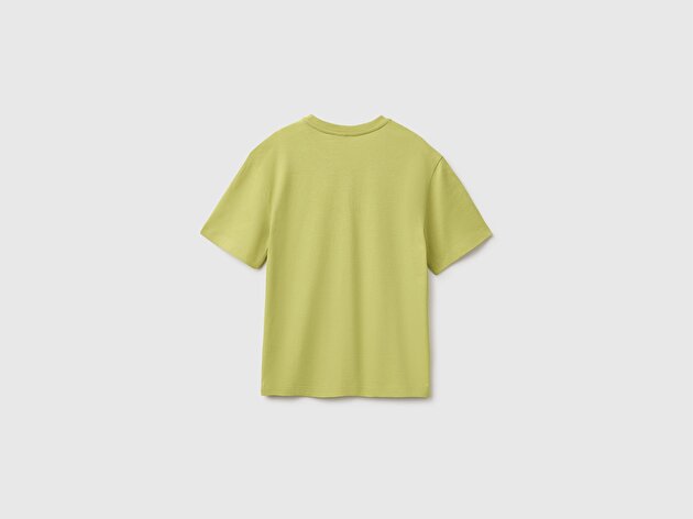 Benetton Erkek Çocuk Fıstık Yeşili Önü Nakışlı Kısa Kollu Tişört