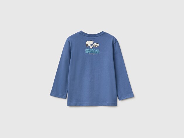 Benetton Erkek Bebek Mavi Önü Snoopy Baskılı Uzun Kollu Tişört